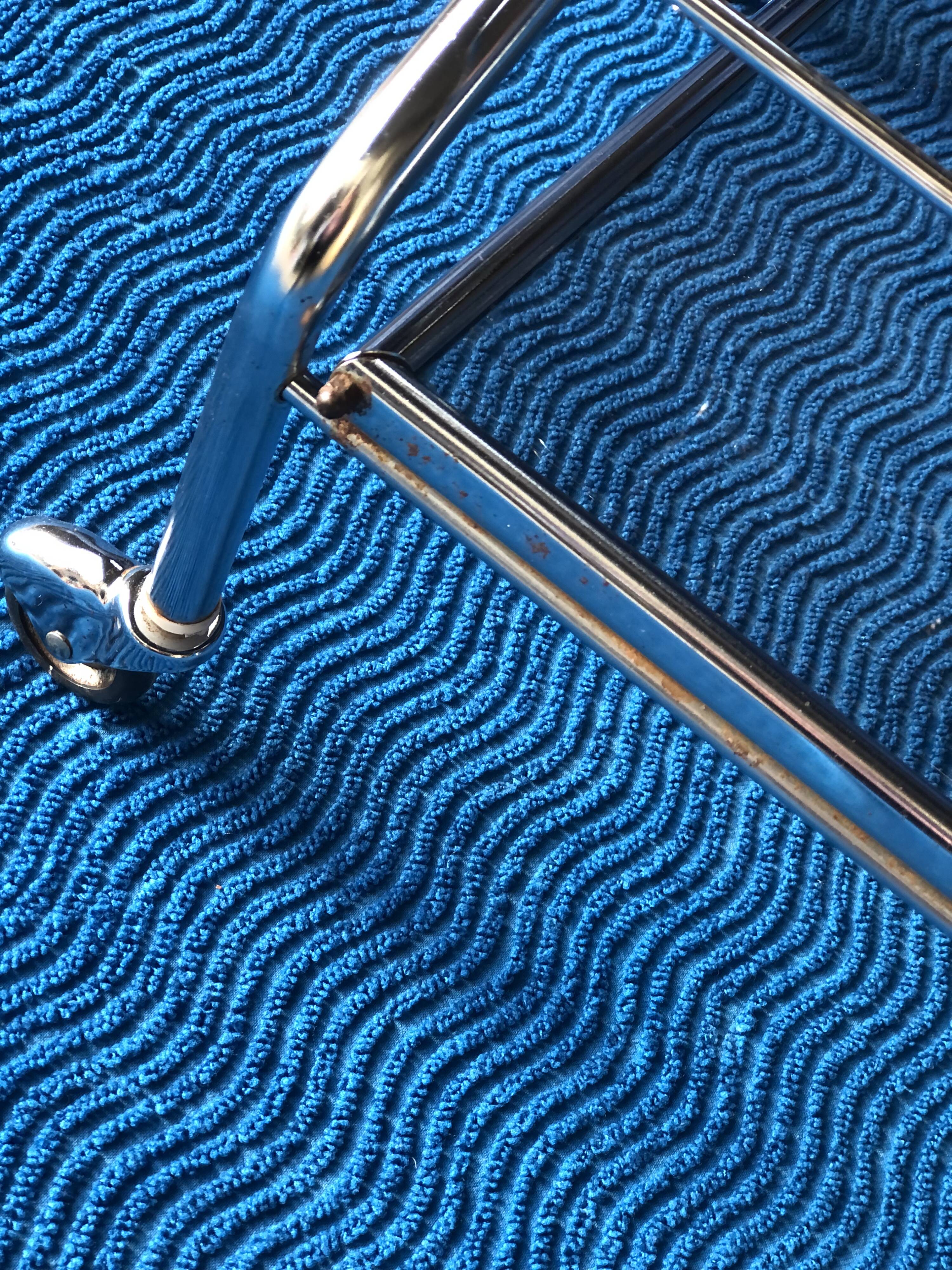 1970 folding server on wheels smoked glass