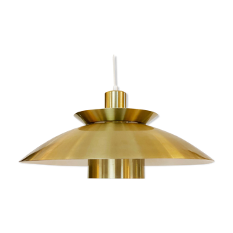 Brushed aluminum pendant light with golden finish, Denmark 1970s