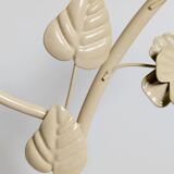 Vintage Italian white painted cast iron candlestick, floral motif, 1970s