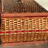 Wicker and scoubidou sewing basket