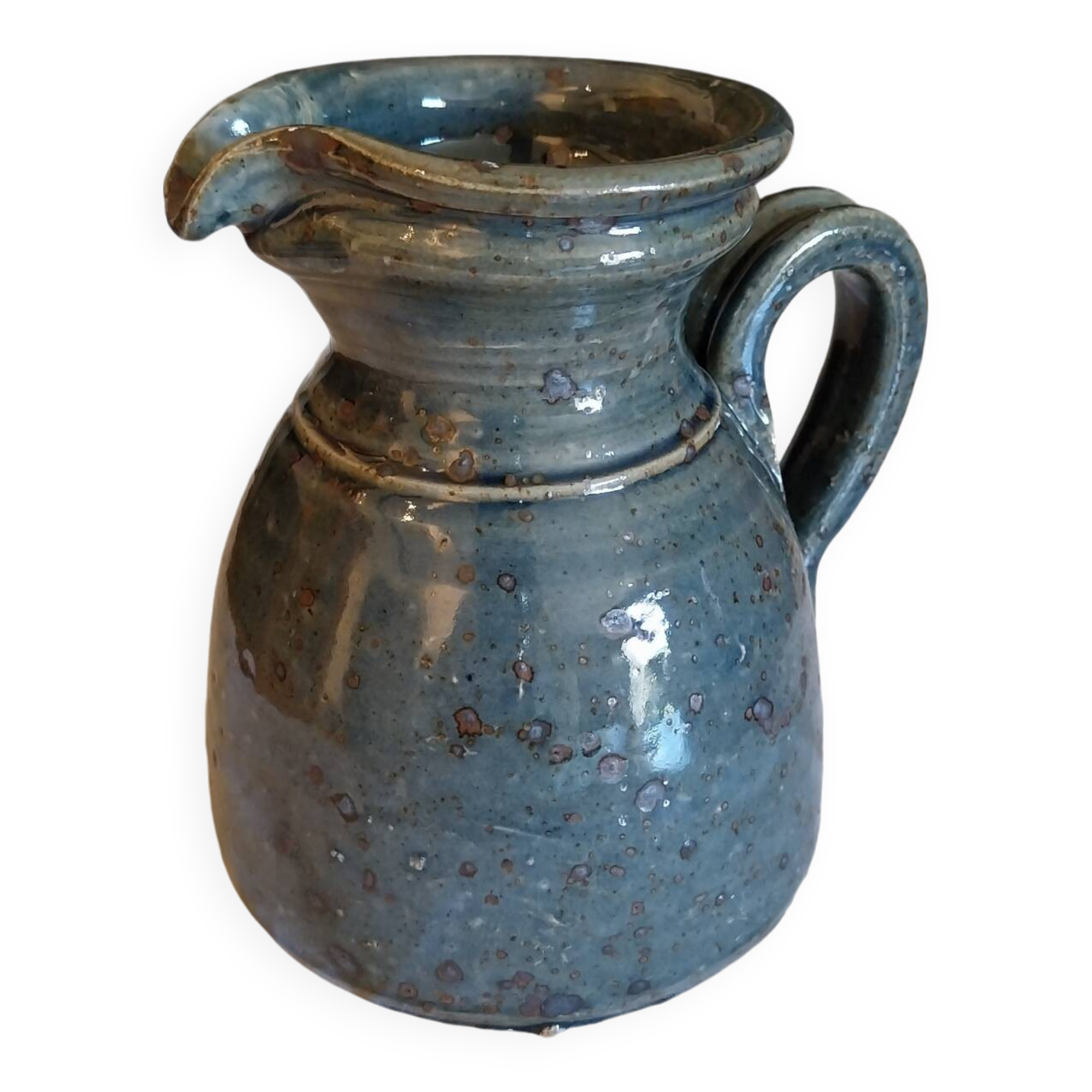 Glazed stoneware jug signed Baudat