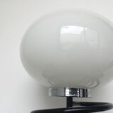 Lamp spring, black metal base and opaline 1980