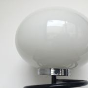 Lamp spring, black metal base and opaline 1980