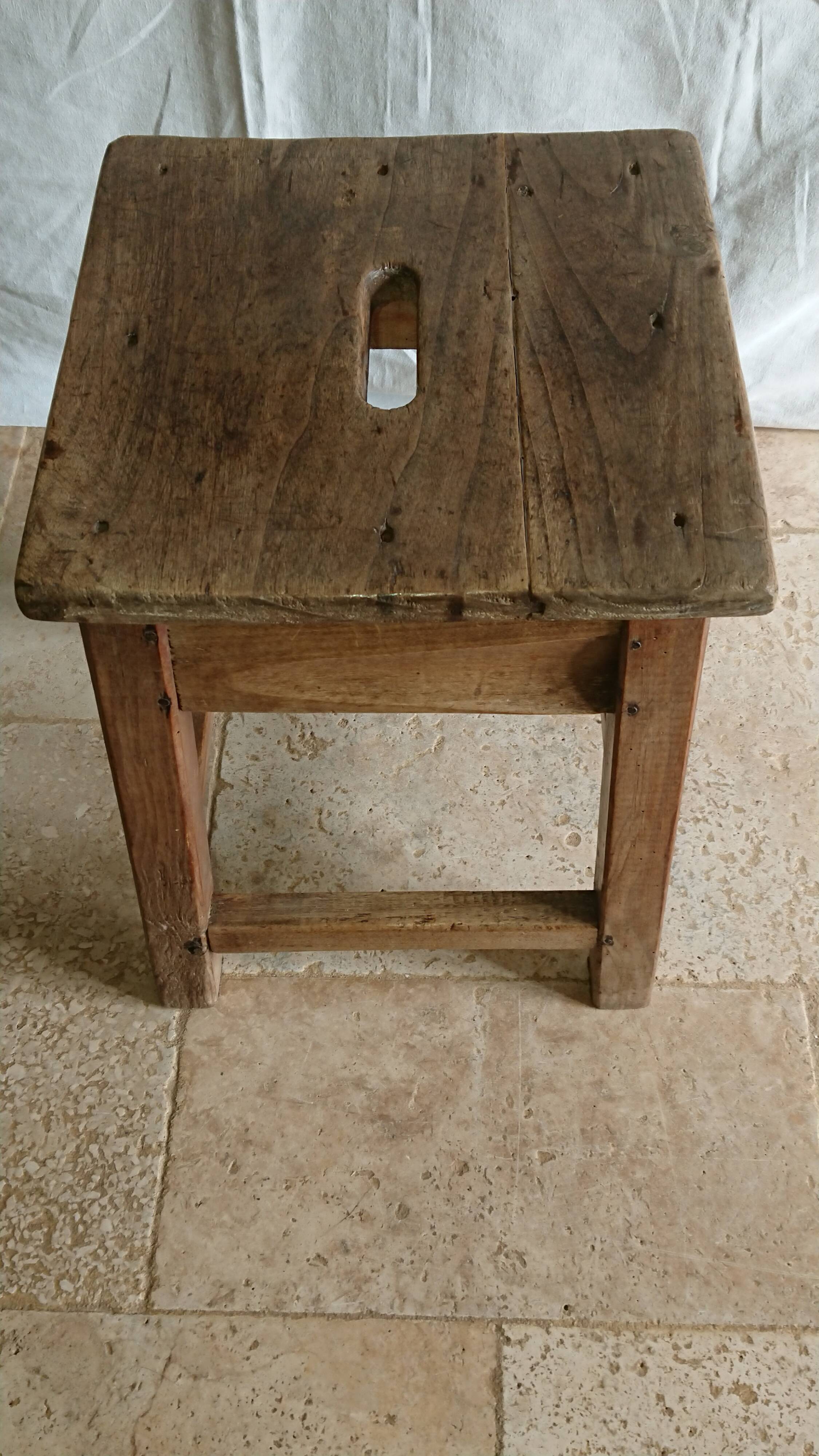 Raw wooden workshop stool