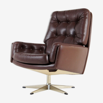 Vintage vintage leather armchair vintage Denmark 50s