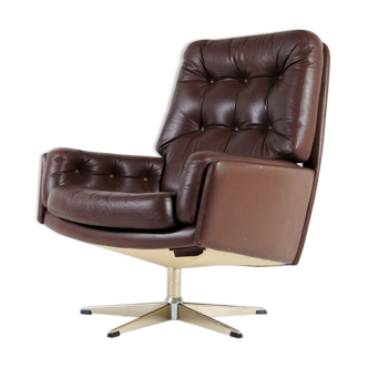Fauteuil en cuir vintage rétro vintage Danemark 50s