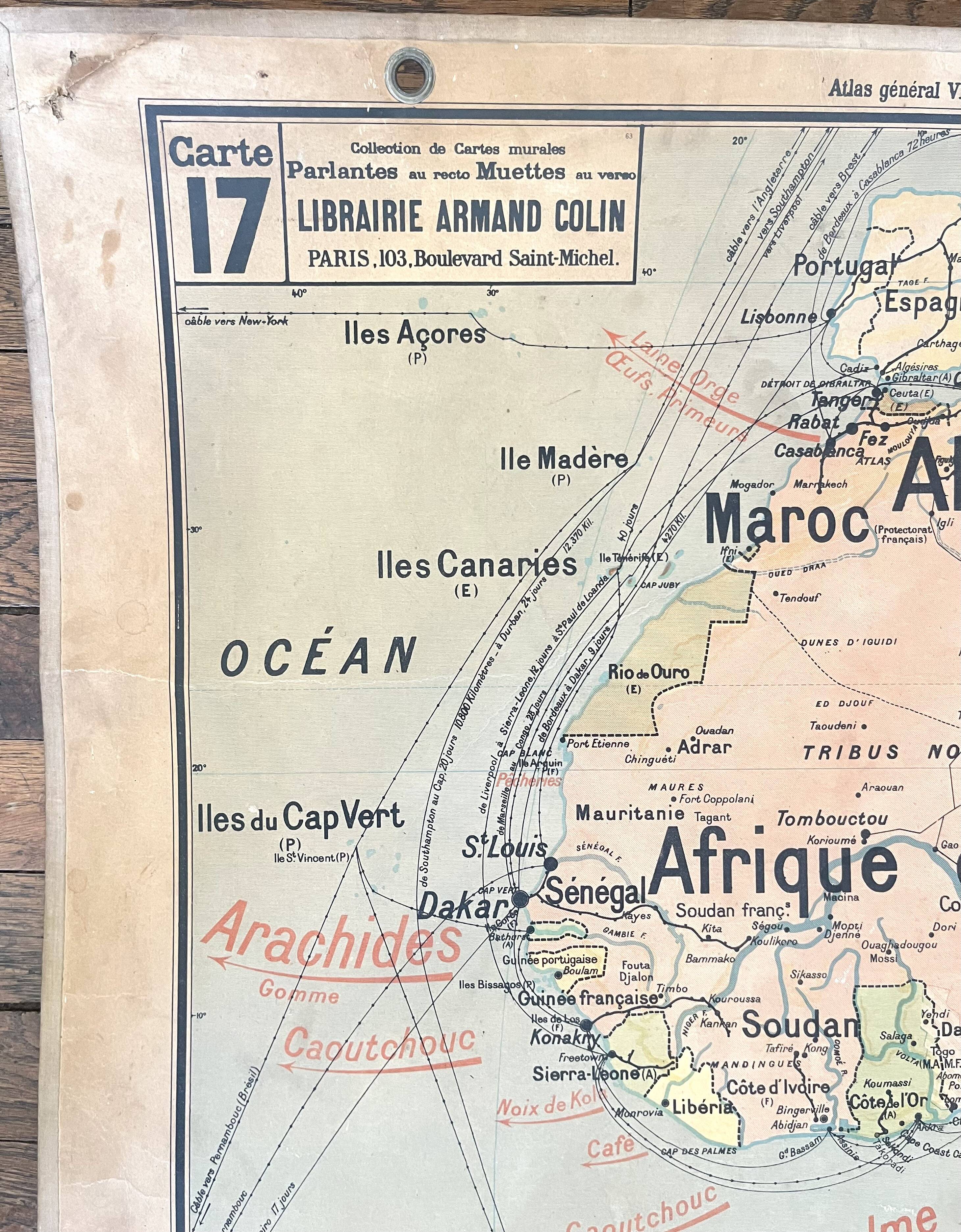 🌍 Old school map Vidal-Lablache 17, 1930 - Africa, colonies