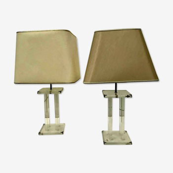 Pair of Plexiglas 20th century lamps