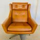 Vintage Danish mid-century cognac leather Werner Langenfeld lounge chair, 1960s