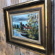 Tableau Huile Sur Panneau M. NIAVEL Vue Maison Bord Rivière + Cadre Doré #A214