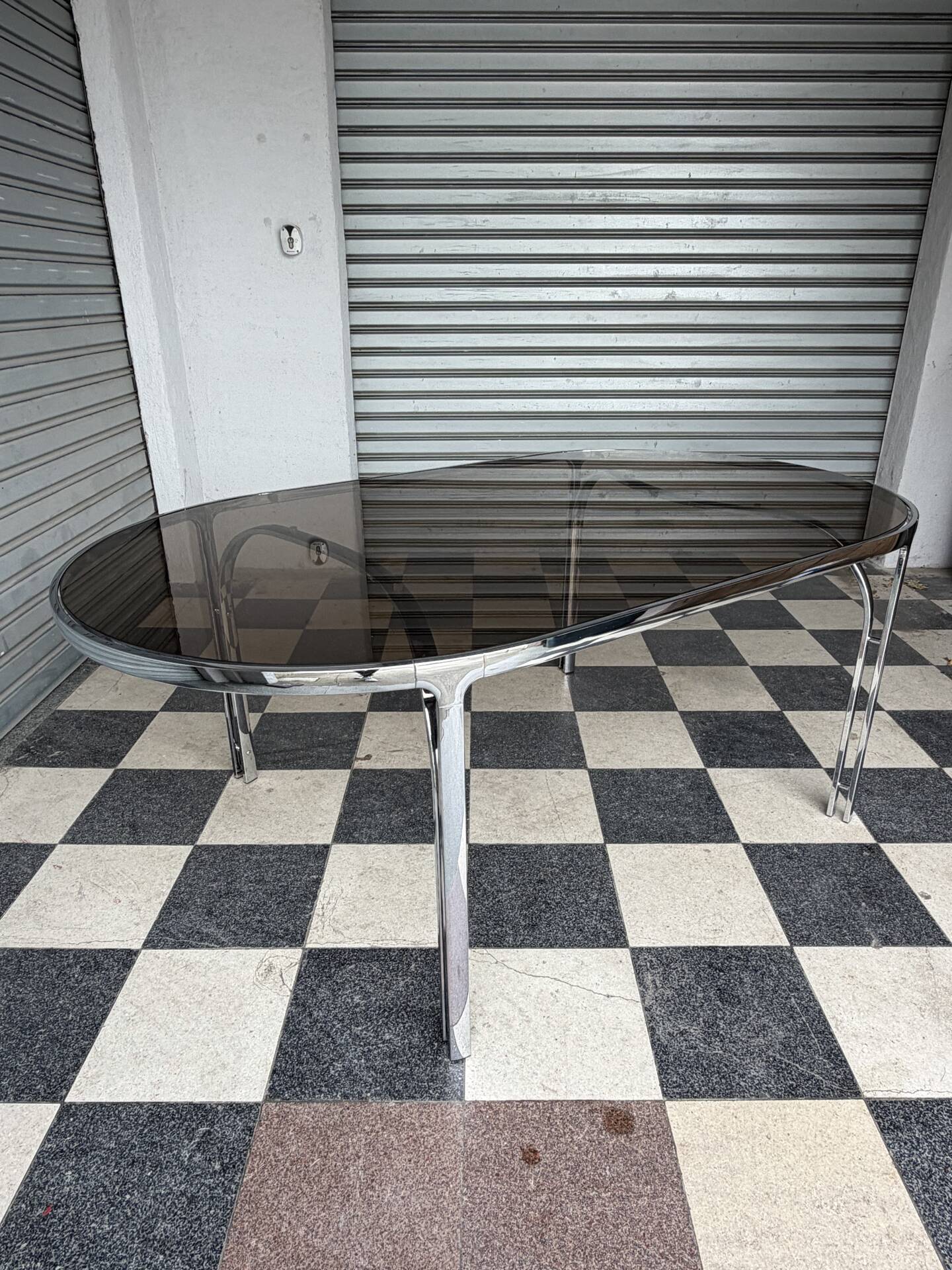 Vintage glass and chrome table