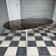 Vintage glass and chrome table