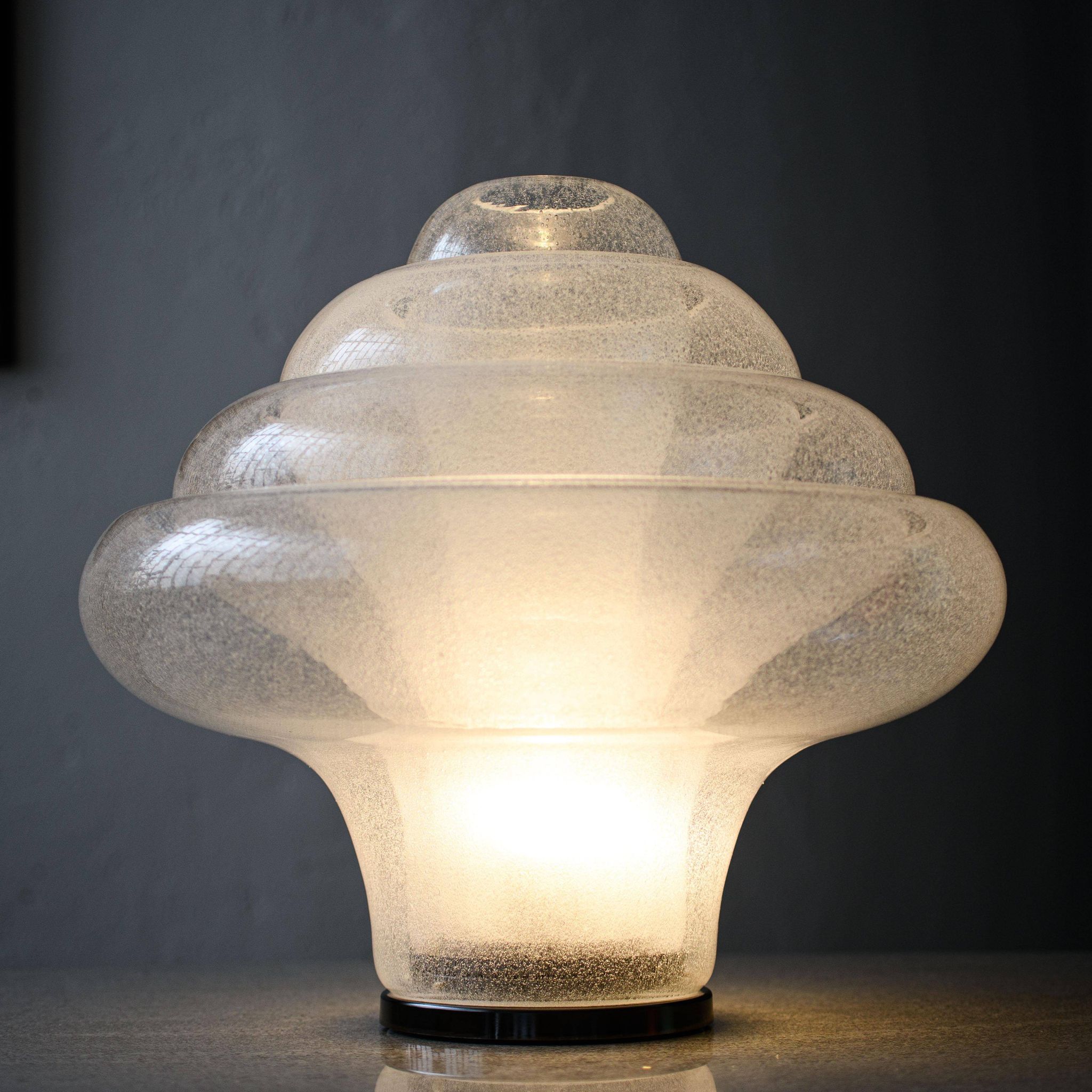 Vintage Lotus Table Lamp by Carlo Nason for Mazzega, Blown Murano Glass, Rare