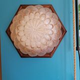 Sconce globe flower molded glass, wood 60s