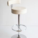 Chrome bar stool in white skai, 1960s.