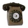 Téléphone bicolore kaki a cadran, socotel s63 ptt, vintage 1982, avec écouteur et prise