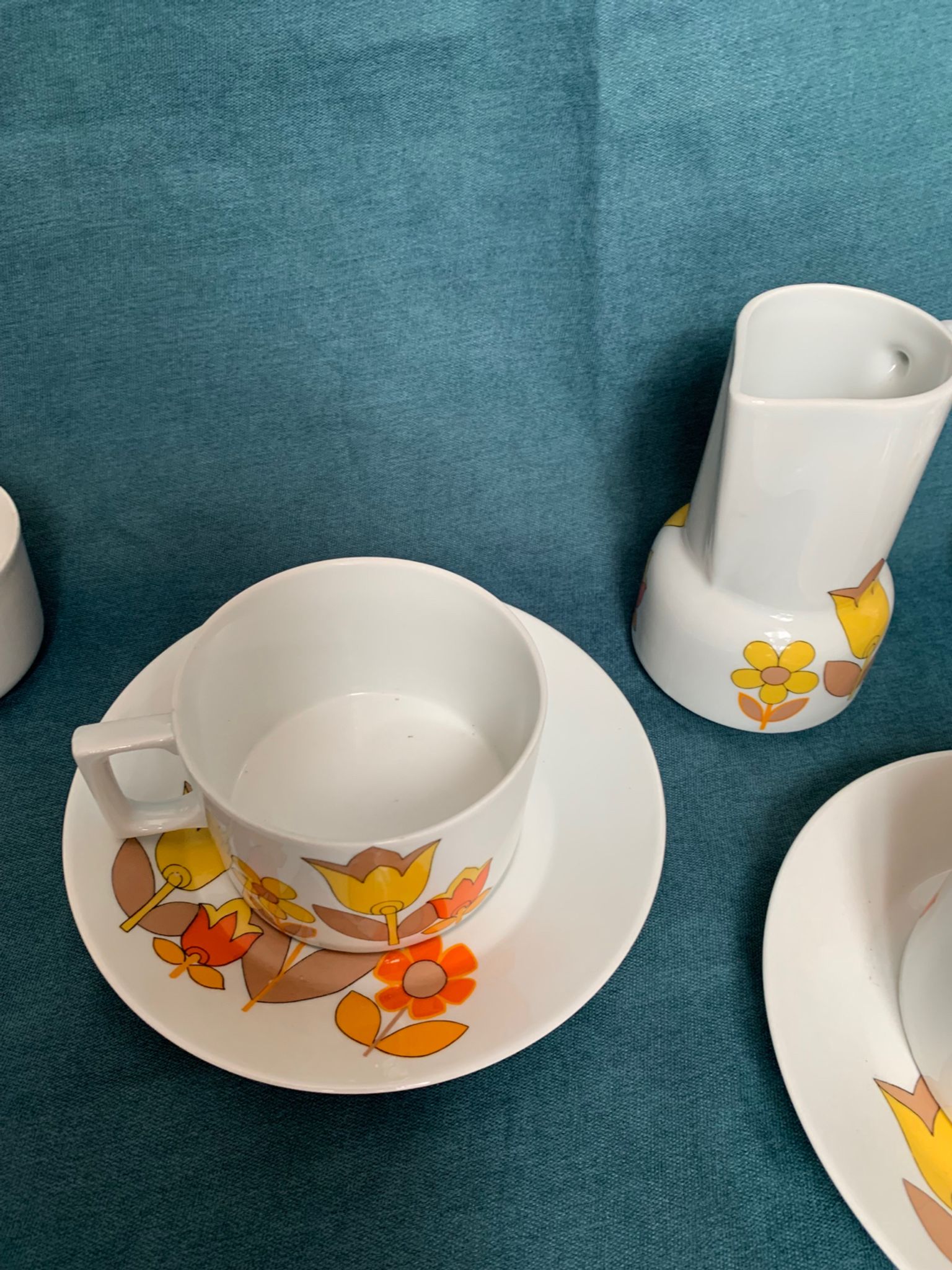 Vintage duo coffee service Haute porcelaine du Berry l. Lourioux