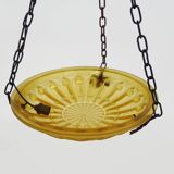 Ancien lustre, suspension vasque Art Déco 1 Feu, en pâte de verre jaune.