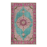 Overdyed Wool Vintage Handmade Carved Rug 178 cm x 295 cm