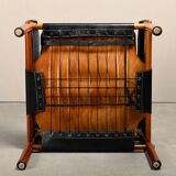 Fauteuil lounge Sirocco Safari d'Arne Norell en palissandre et cuir noir, Suède