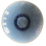 Large blue artisanal ceramic shallow dish from the 20th century.
