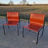 Set of 2 Matteo Grassi leather chairs