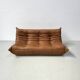 Togo 3-seater in Cognac leather designed by Michel Ducaroy for Ligne Roset.
