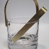 Ice bucket, ice cubes and its vintage pliers