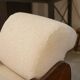 Brutalist pair of armchairs in mahogany and cream boucle 1970s.
