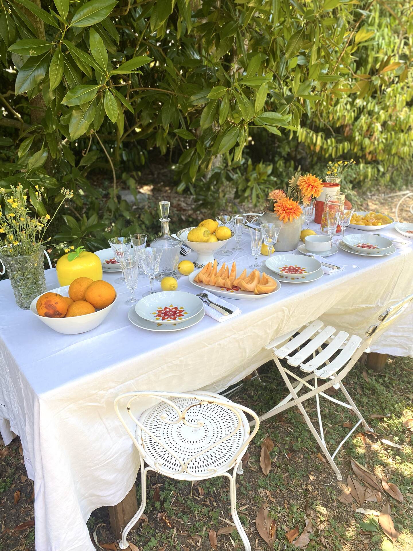 Service de table vintage Winterling, 20 pièces, décor pop années 70