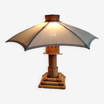 70s bamboo parasol lamp