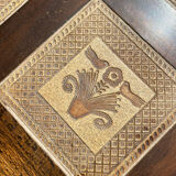 Vintage 60s coffee table with tile decoration of birds and flowers.