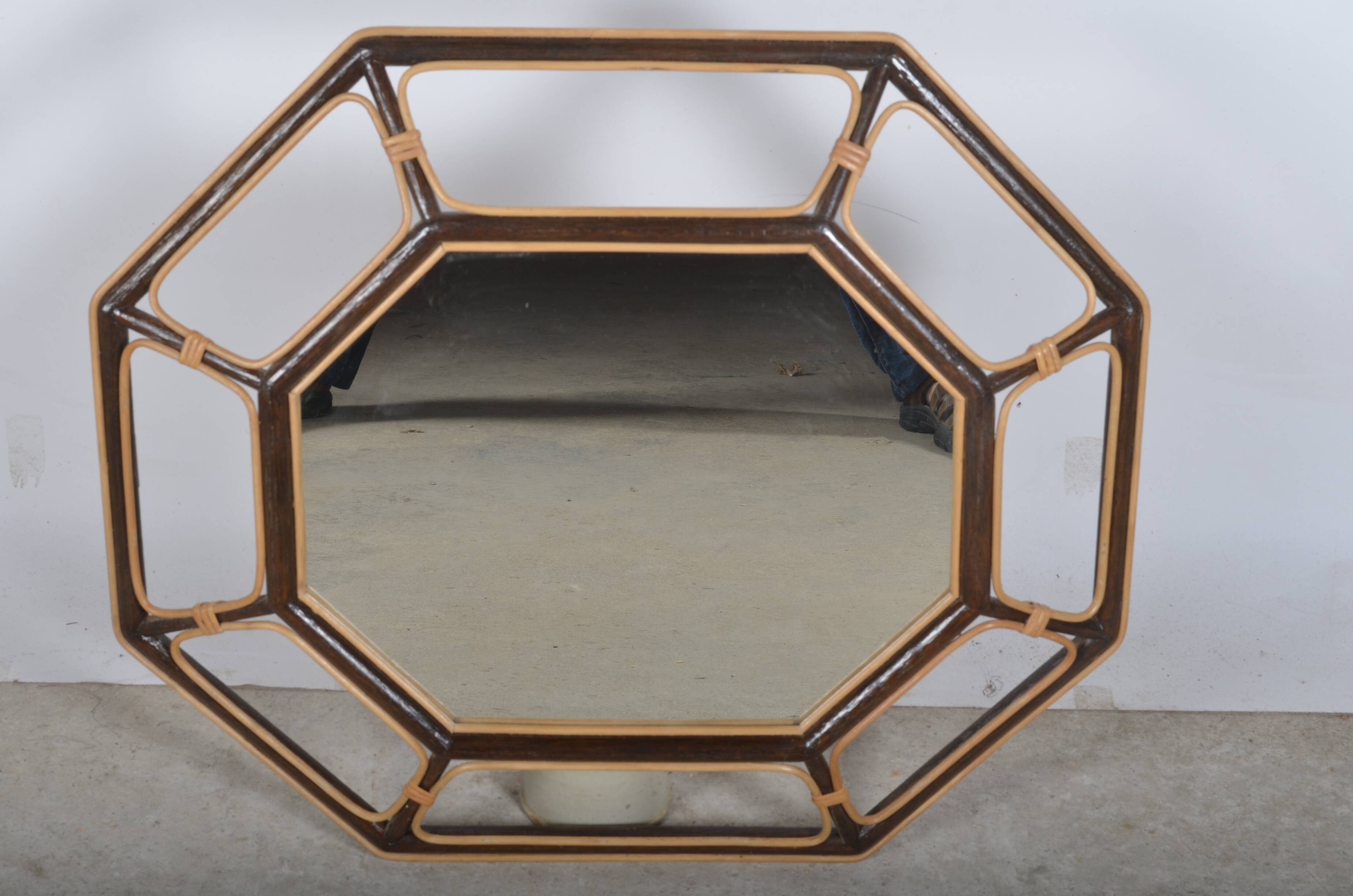 octagonal rattan mirror
