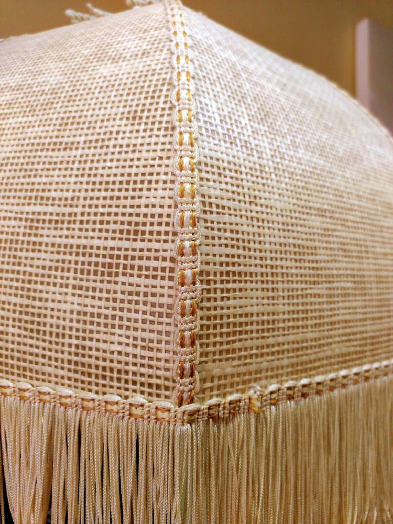 Bohemian hanging lamp cannage and vintage fringes