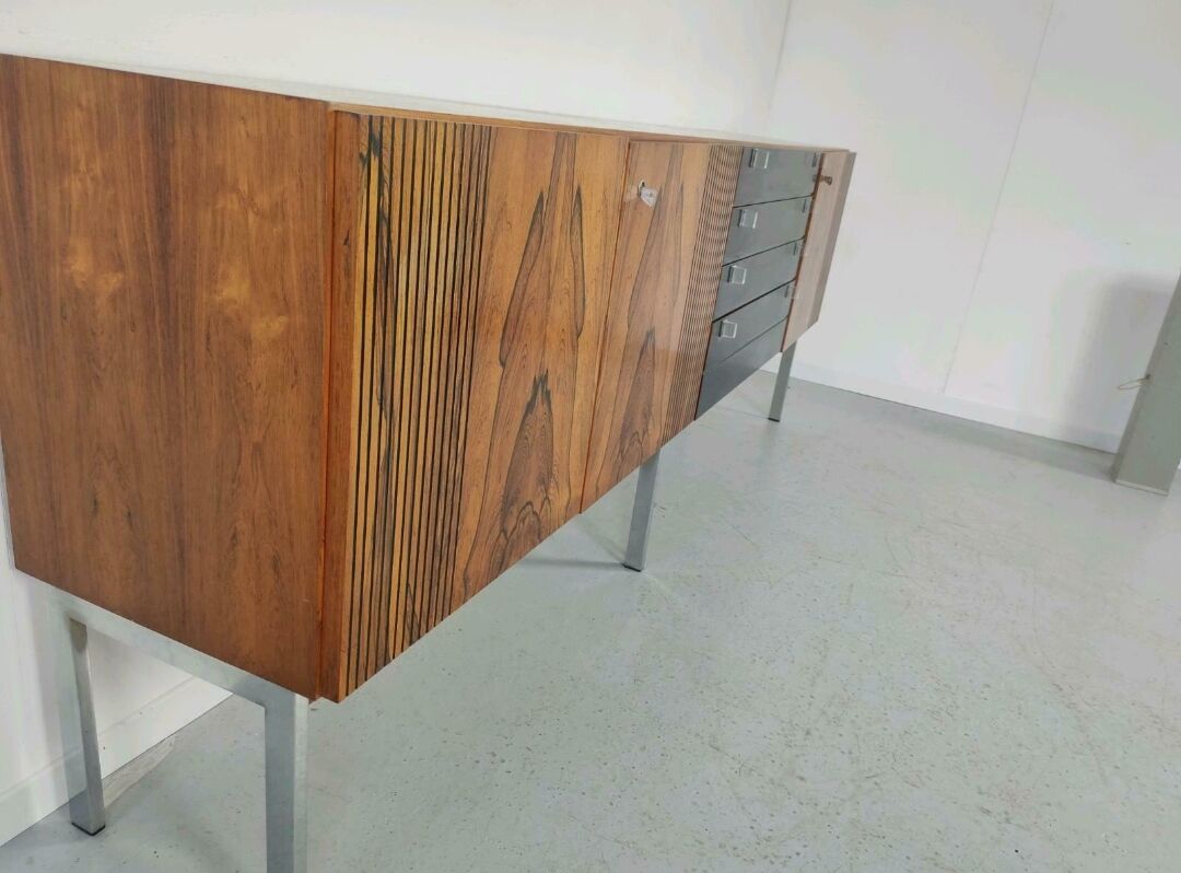 Vintage rosewood sideboard, chrome 1960