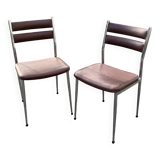 Pair of retro metal and leather chairs