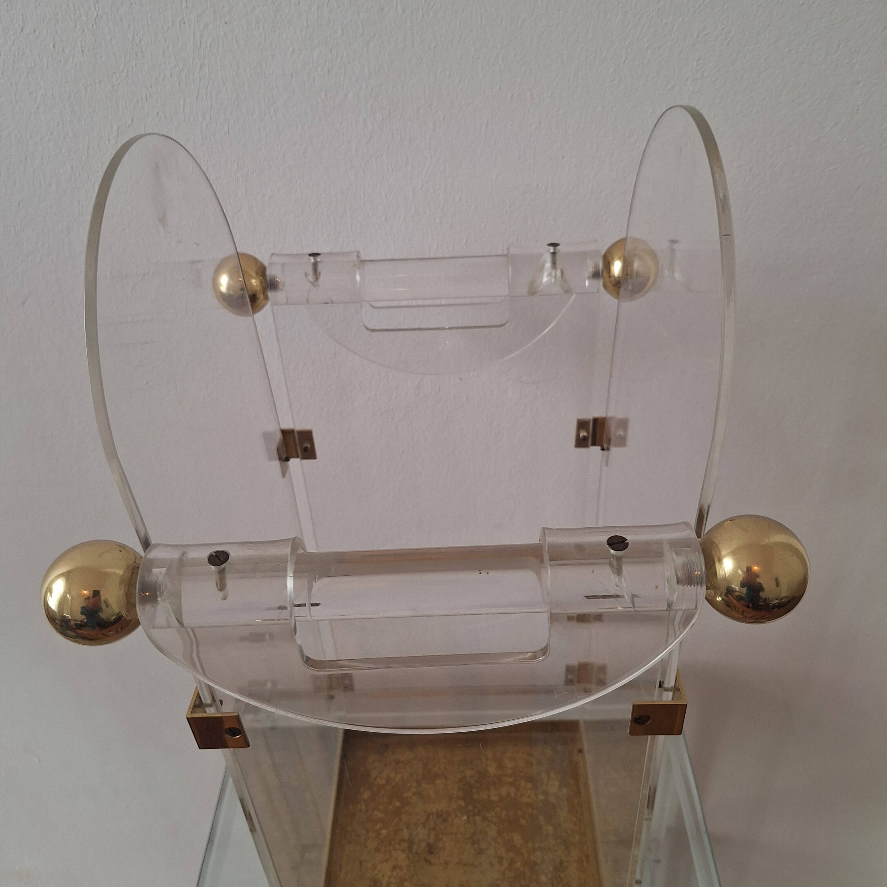 Fontana Arte inspired lucite / acrylic and brass umbrella stand, 1970s