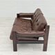 Scandinavian 2-seater sofa, original brown leather, 70s