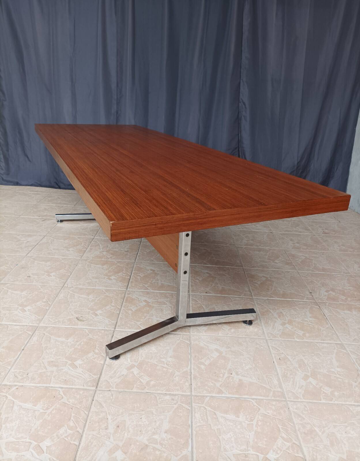 Vintage mahogany desk with chrome metal.
