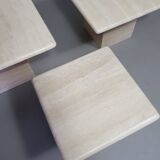 Set of 3 travertine side / coffee tables /  60 x 60 x 40 cm /  50 x 50 x 35 cm / 40 x 40 x 30 cm