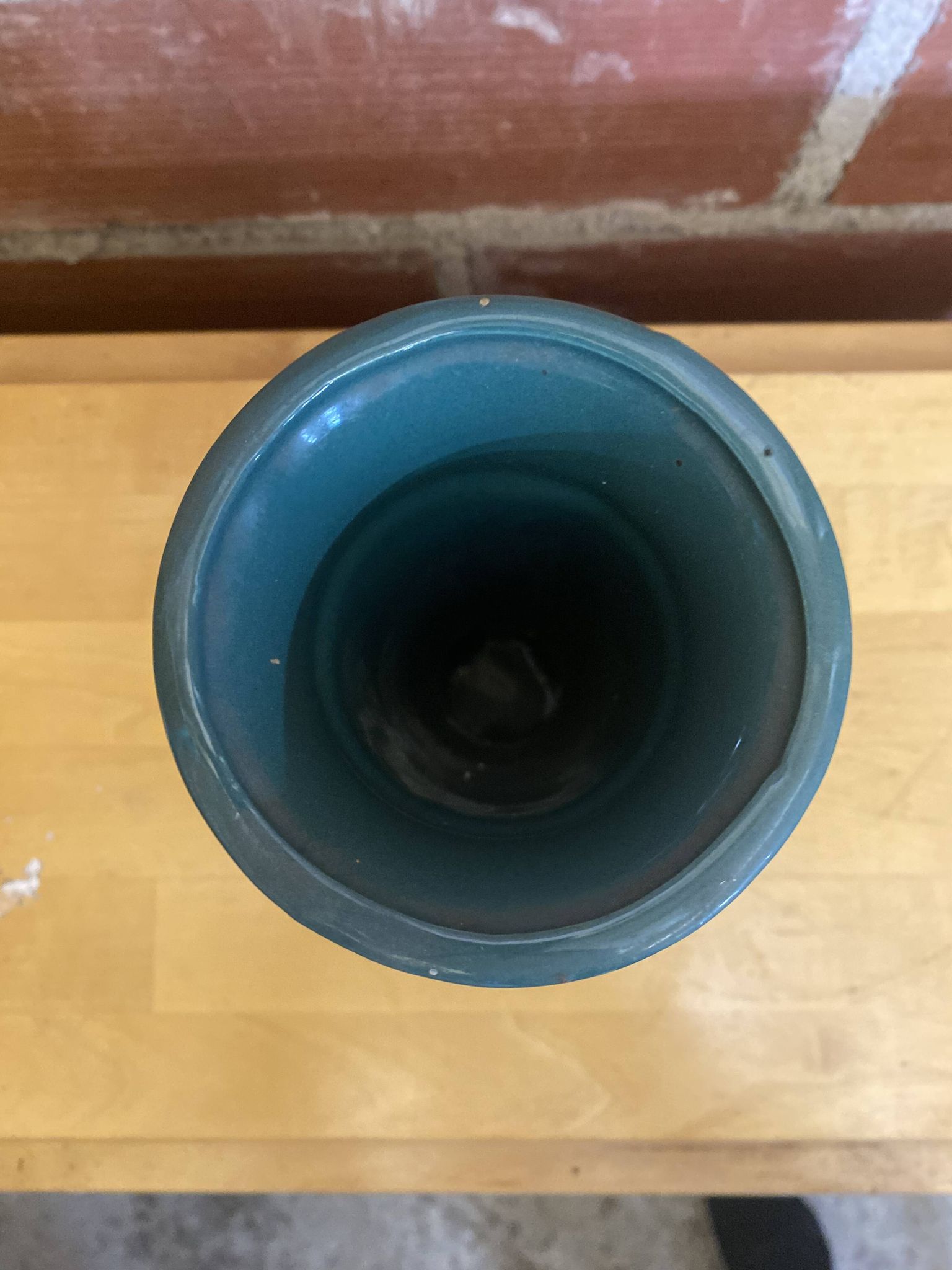 Vase ancien céramique verte années 70 vintage