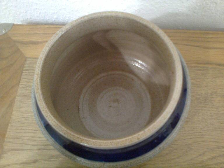 real Betschdorf Alsace vase pot, salt sandstone, blue gray, incised patterns