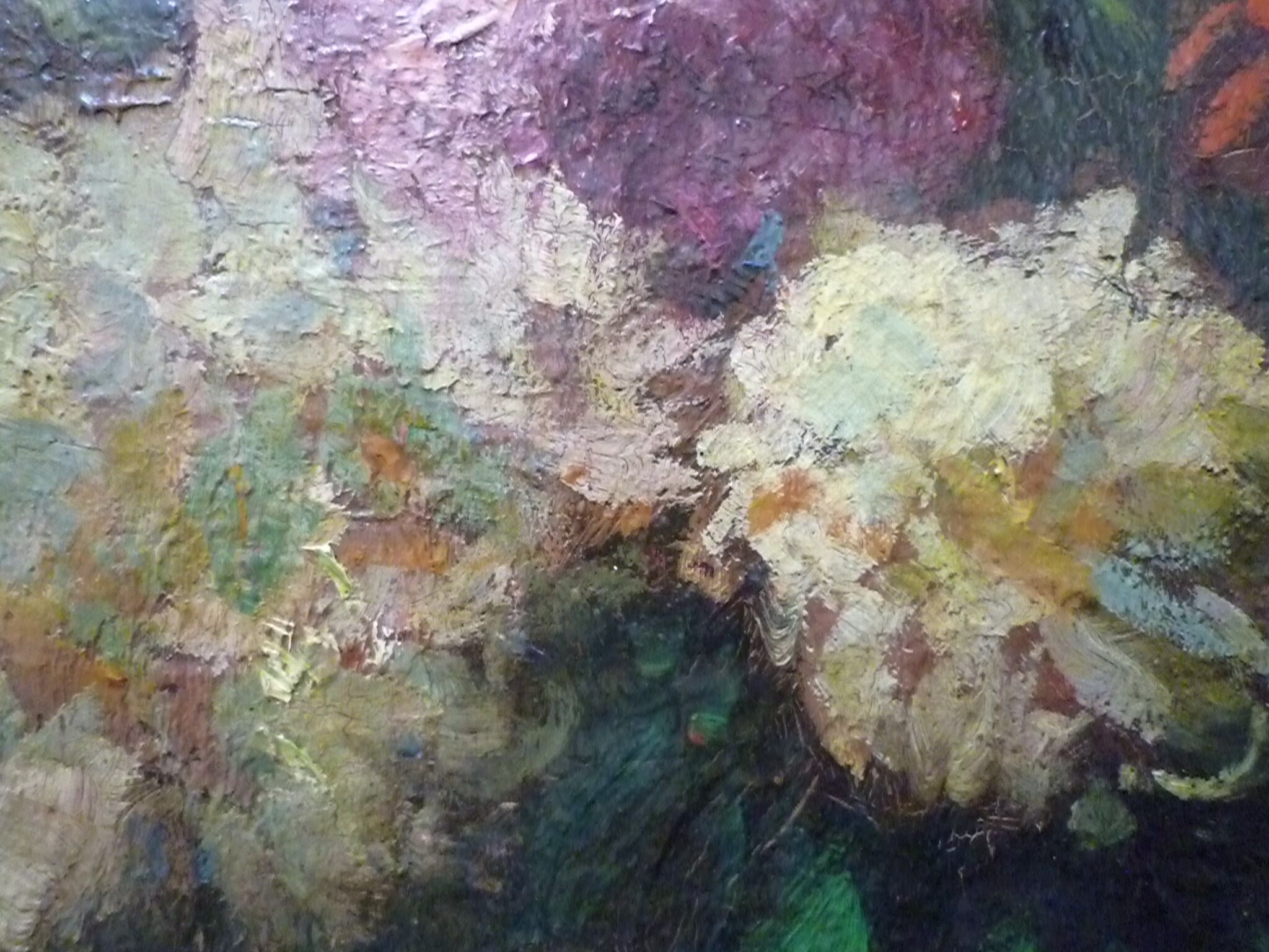 Oil table early twentieth bouquet of flowers