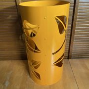 Orange Metal Cylindrical Design Umbrella Stand with Cut-Out Leaf Decoration #E2