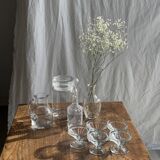 Small glass bottle with vintage round cap H22.5
