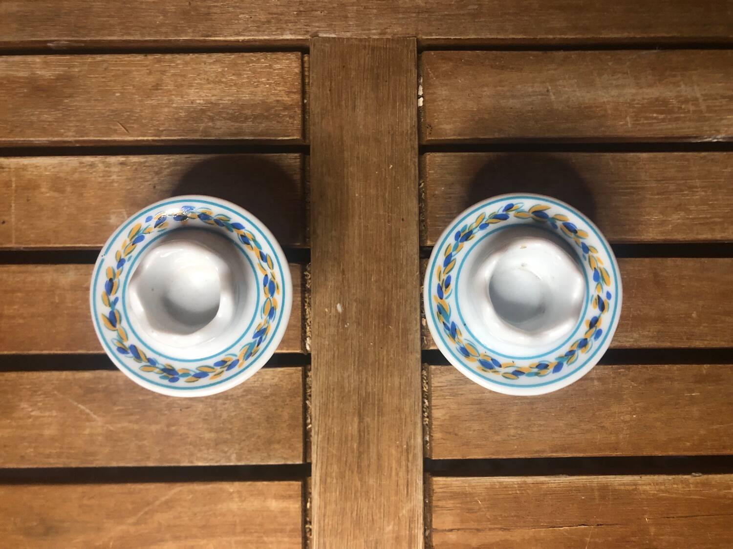 Pair of FRANCOISE SAGET Porcelain Candlesticks Flower Decor #A413