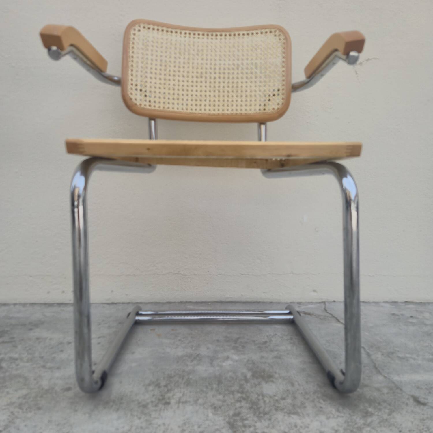 Breuer style armchair in original vintage canework