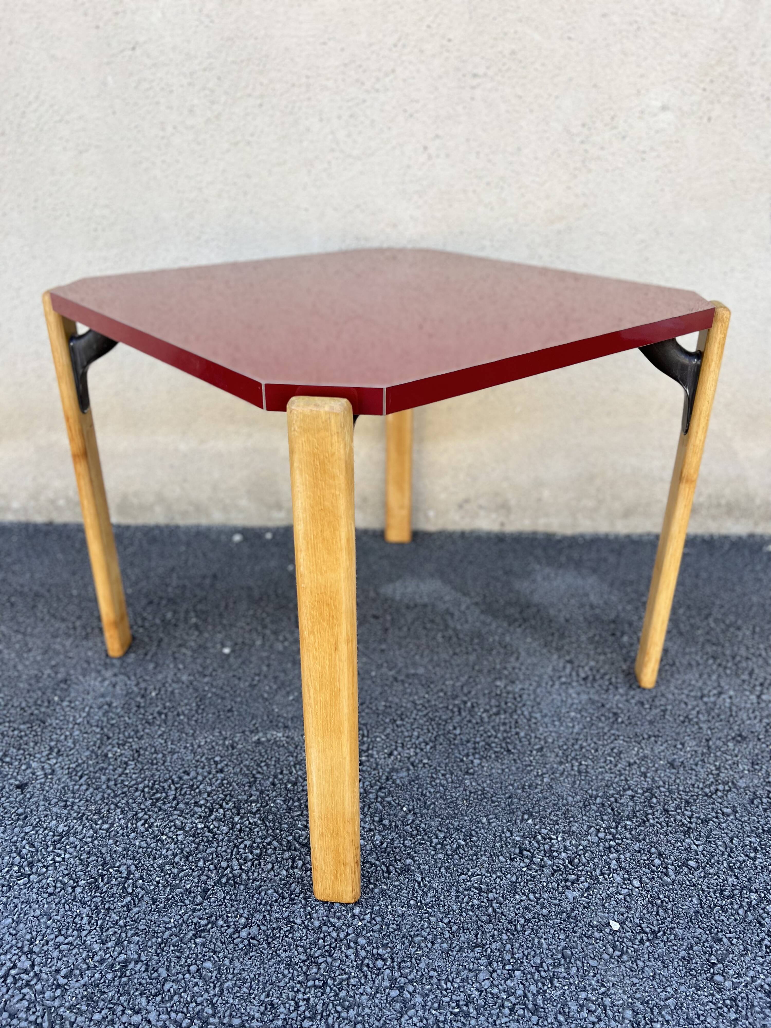 Bruno Rey table in red formica for Dietiker, 1970s