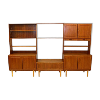 Scandinavian vintage bookcase in teak and beech from Brantorps 1960s Sweden
