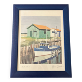 lithograph "oyster channel" signed Henri Deuil